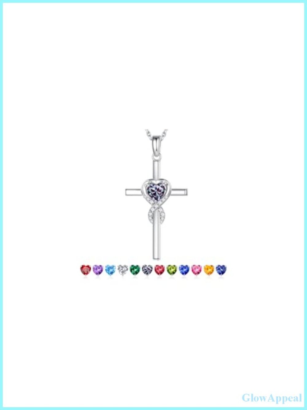 Sterling Silver Cross Birthstone Necklace Adjustable 19" Alexandrite